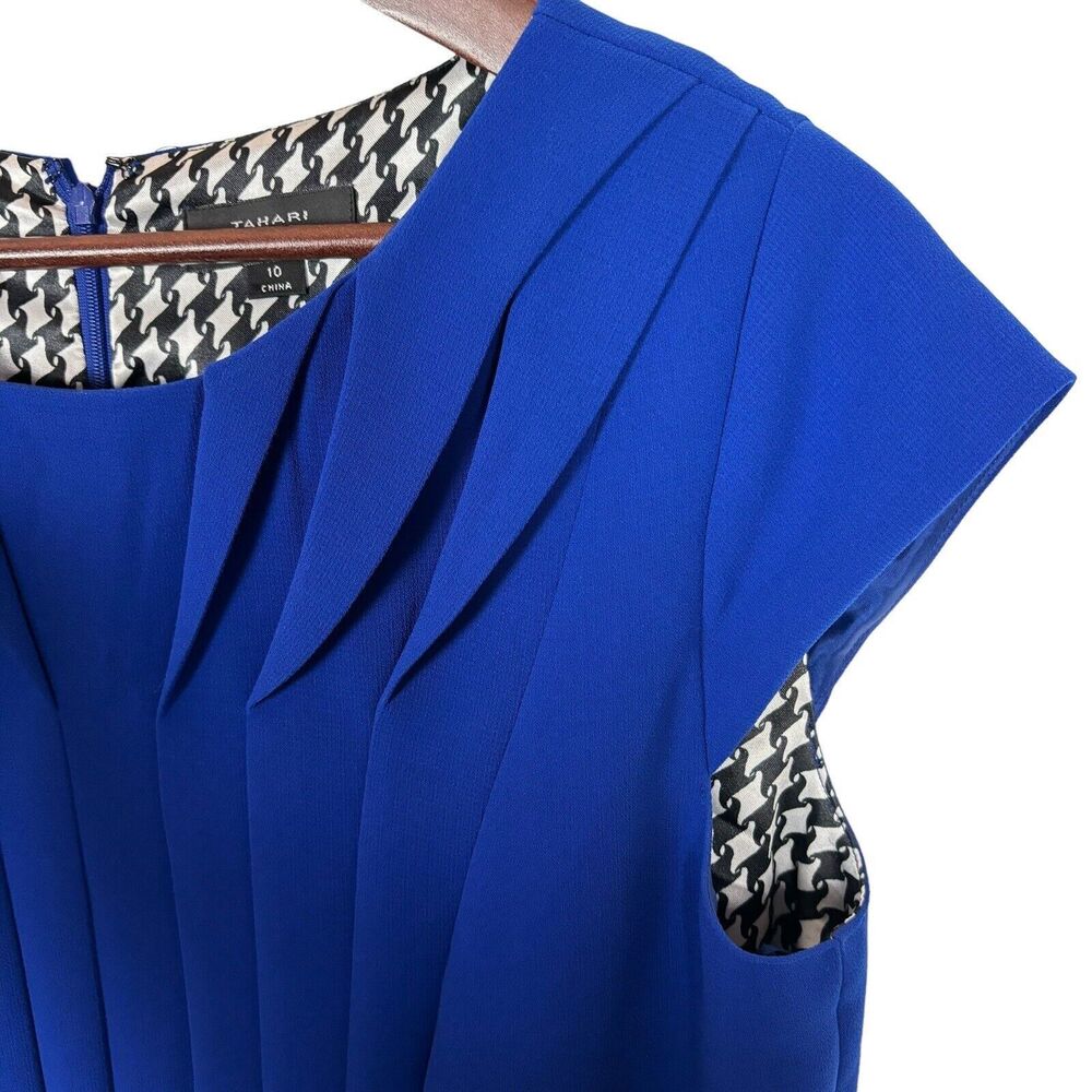 Tahari Arthur Levine Royal Blue Cap Sleeve Dress Women's 10 - Picture 6 of 7